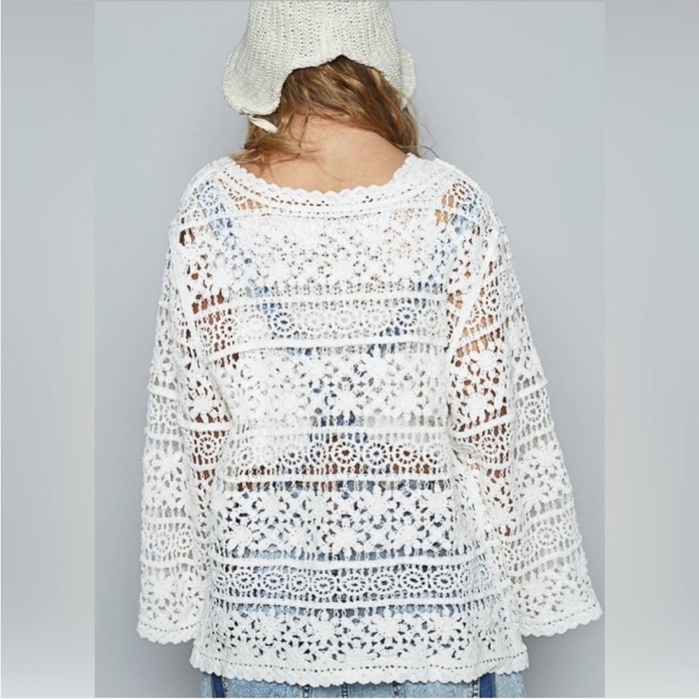 NWOT POL White Crochet Cardigan - Picture 2 of 4